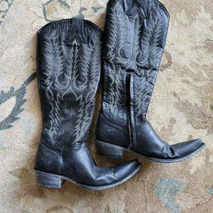 Tall knee high cowboy boots Black